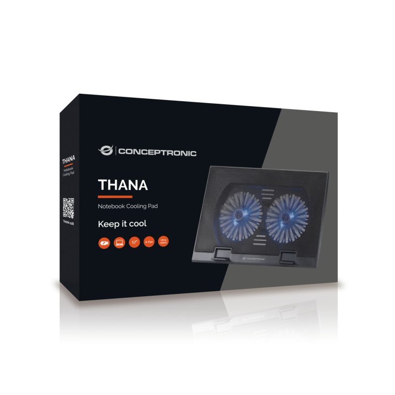 Conceptronic THANA Notebook Cooling Pad, Fits up to 17", 2-Fan