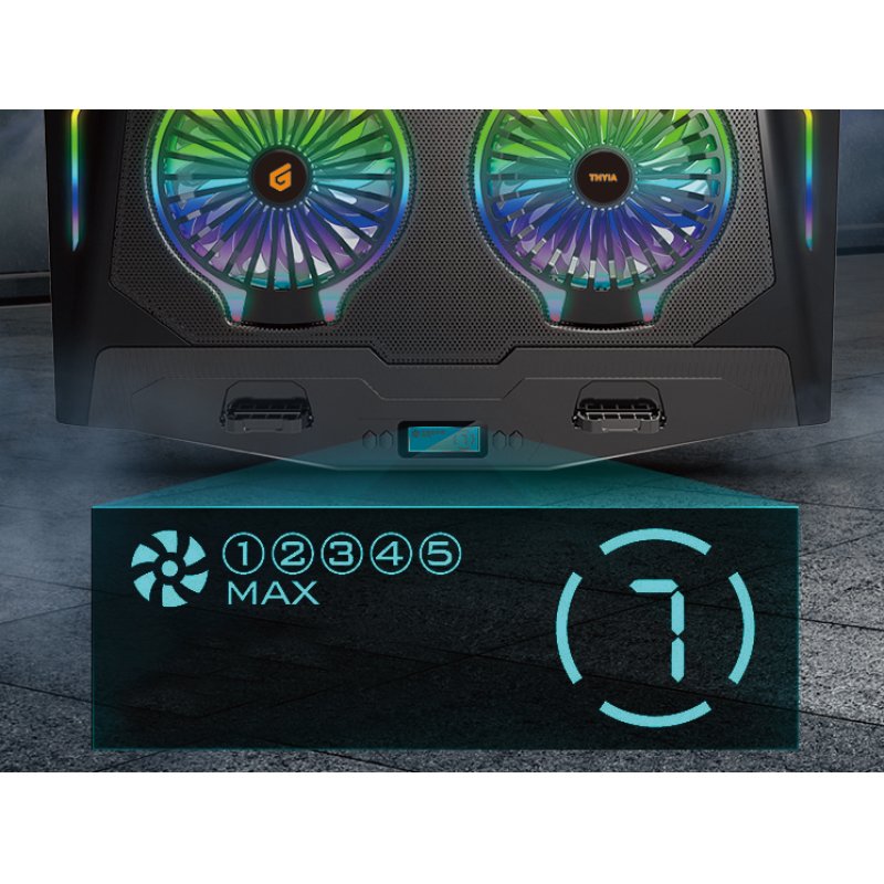 CONCEPTRONIC 2-Fan USB-A2.0 Laptop-Kühlpad 40Kg RGB 17" sw