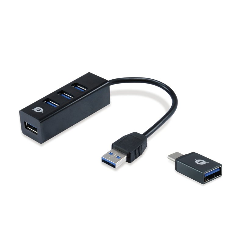 Conceptronic HUBBIES04B hub & concentrateur USB 3.2 Gen 1 (3.1 Gen 1) Type-A 5000 Mbit/s Noir