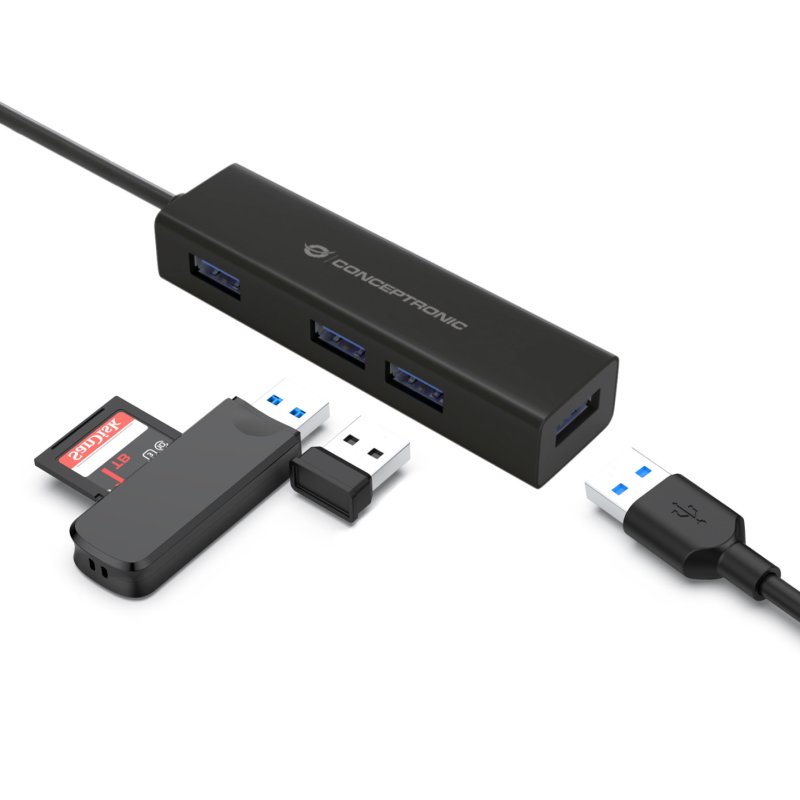 CONCEPTRONIC 4-Port Hub USB-C3.2Gen1-4xA3.0 o.Netz. sw