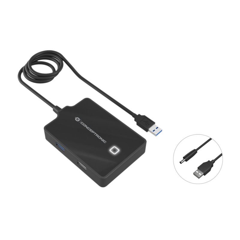 Conceptronic HUBBIES 4-Port USB 3.0/2.0 Hub, 90cm cable