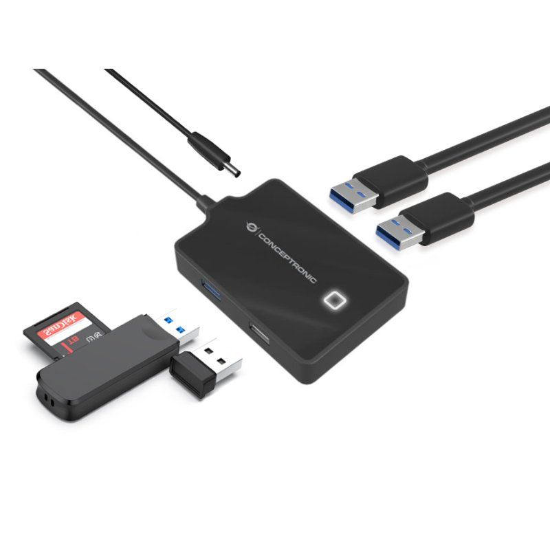Conceptronic HUBBIES 4-Port USB 3.0/2.0 Hub, 90cm cable