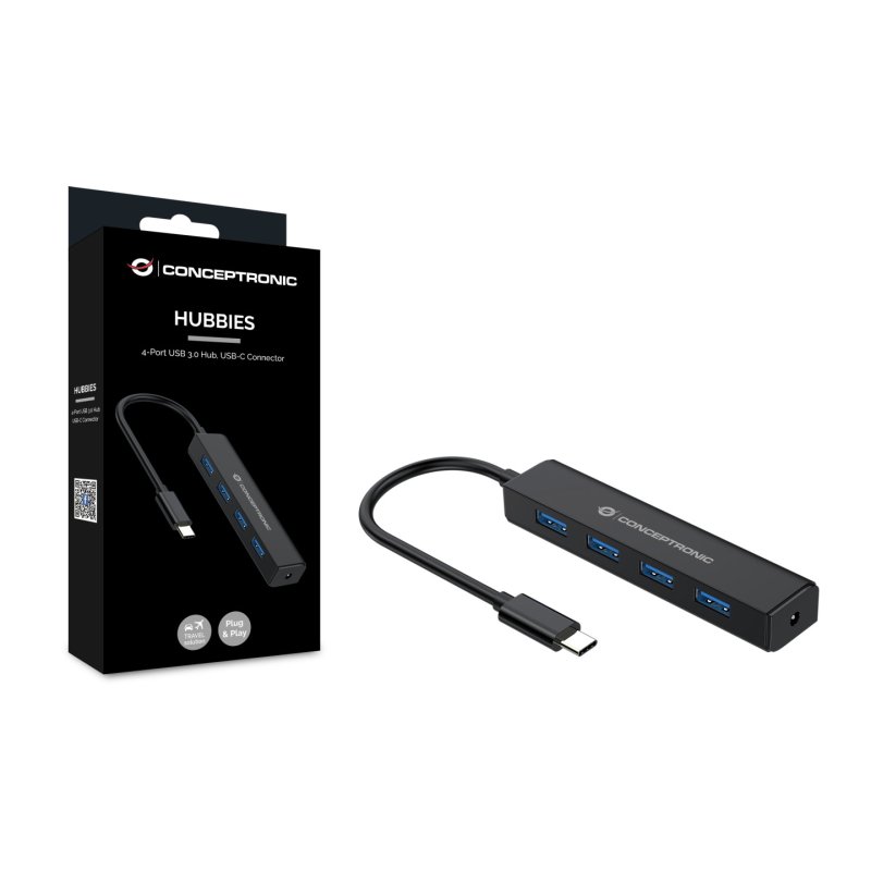 Conceptronic CTC4USB3 hub & concentrateur USB 3.2 Gen 1 (3.1 Gen 1) Type-C 5000 Mbit/s Noir