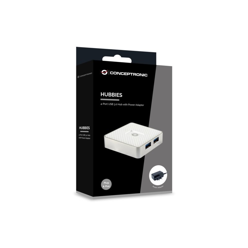 Conceptronic HUBBIES03W interface hub USB 3.2 Gen 1 (3.1 Gen 1) Micro-B 5000 Mbit/s White