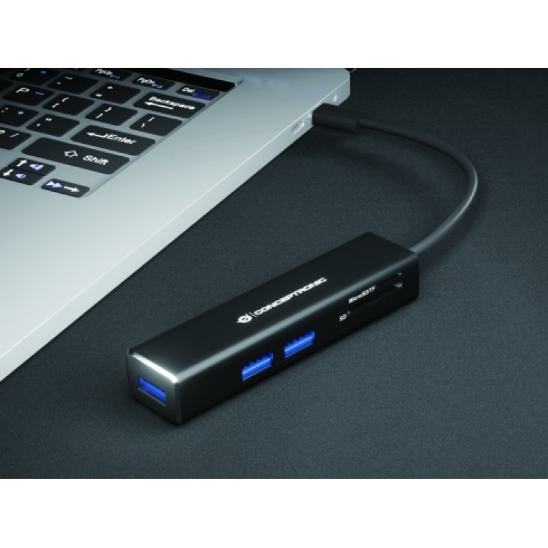 Conceptronic DONN 3-Port USB Hub with Card Readers
