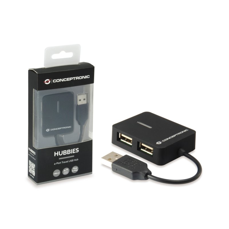 CONCEPTRONIC 4-Port Hub USB-A2.0-4xA2.0 o.Netz. sw