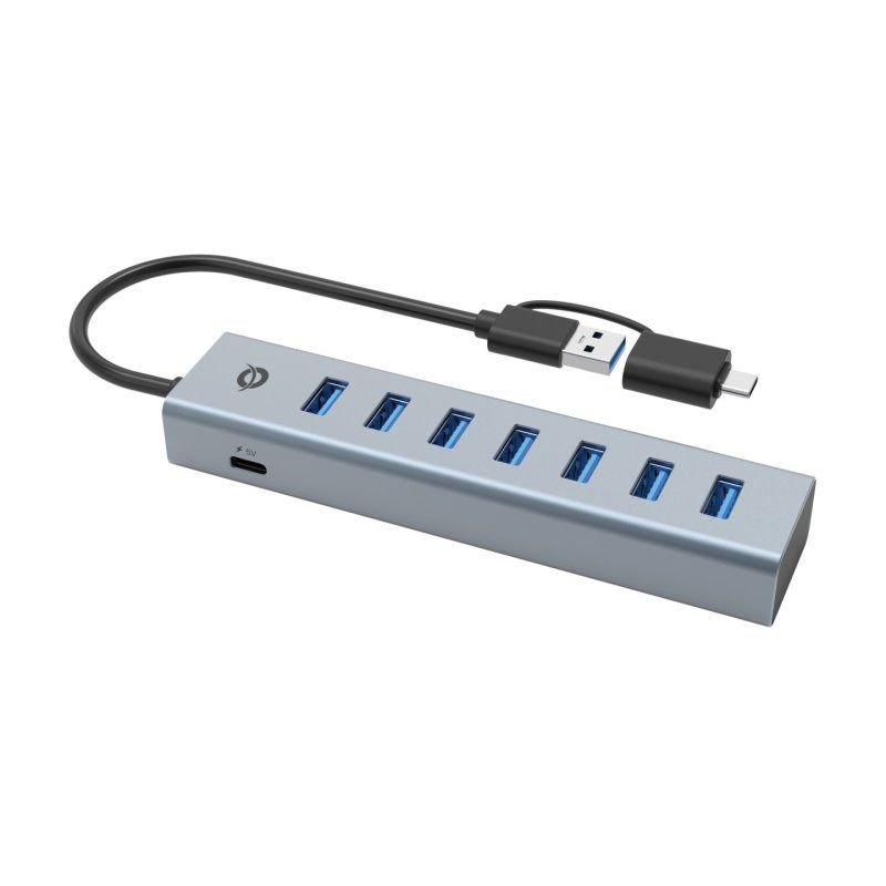CONCEPTRONIC 7-Port Hub USB-A3.0/-C Adap.-7xA3.0 m.Netz. gr