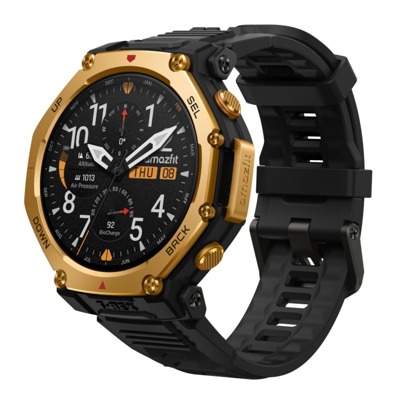 Amazfit T-Rex 3 Pro 3,81 cm (1.5") AMOLED 48 mm Numérique 480 x 480 pixels Écran tactile Or Wifi GPS (satellite)