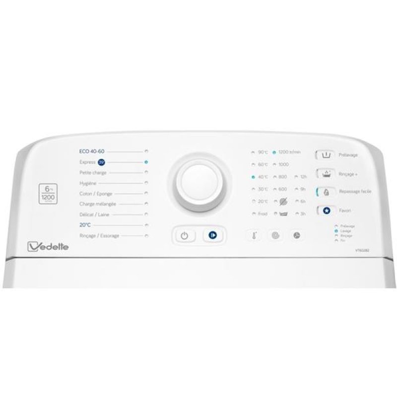 LLT 6 kg - 1200trs - D - Elec.Led - DD 3-6-9-12h - 9 prog dont 'Hygièn *