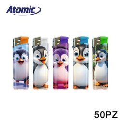 Atomic Electronic Lighter F11 Soft Flame Rechargeable Penguin - 50 Pieces