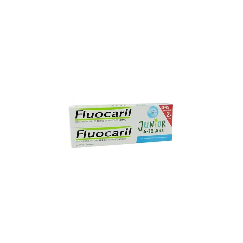 Fluocaril Fluocaril Junior 612 Years Pack Bubble Flavour Toothpaste 2x 75ml