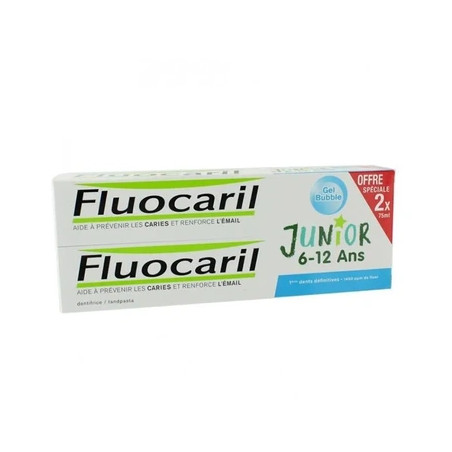 Fluocaril Fluocaril Junior 612 Years Pack Bubble Flavour Toothpaste 2x 75ml