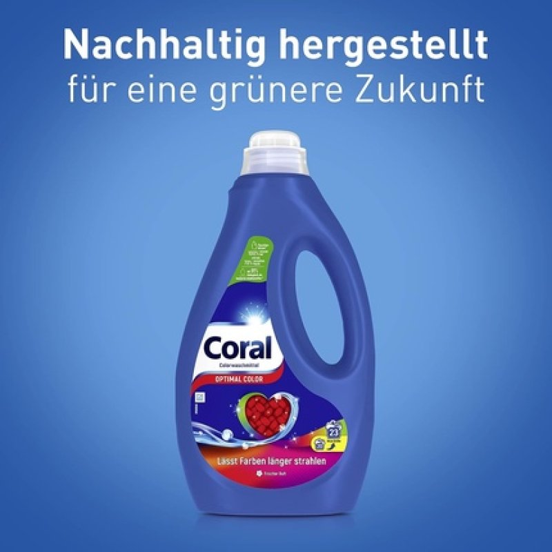Coral Optimal Color Liquid Detergent for Longer Lasting Colors 23 Wash Loads