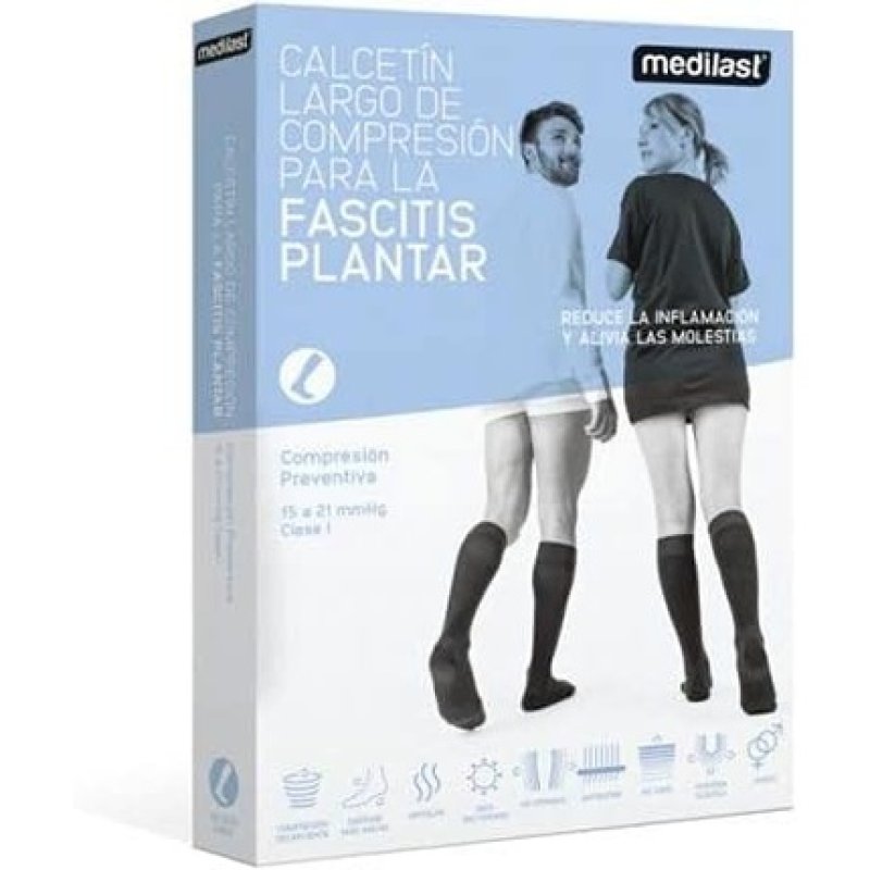 Medialast Long Sock for Plantar Fasciitis Prevention - Size M, Black