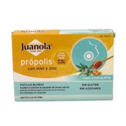 Juanola Juanola Propolis Honey & Zinc 24 Gum Lozenges Eucalyptus Flavor