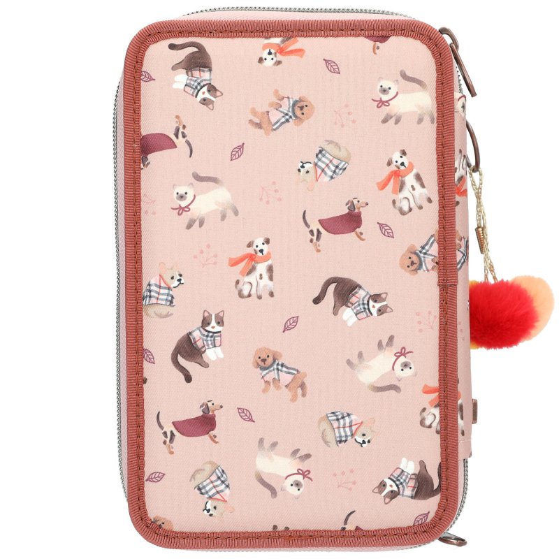TOPModel - Triple Pencil Case FUR EVER FRIENDS - Powdery Pink and Copper