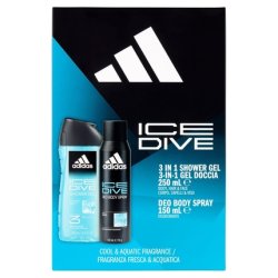 Adidas Gift Set Ice Dive Deodorant Body Spray 150ml and 3-in-1 Shower Gel 250ml