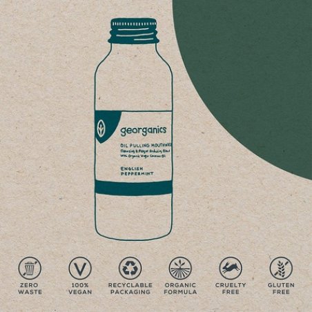 Georganics Whitening Oil Pulling Mouthwash with Virgin Coconut Oil Peppermint 100ml