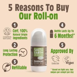 Salt Of The Earth Natural Refillable Roll-On Deodorant Oud & Bergamot