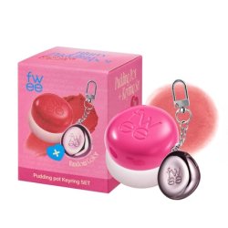 Fwee Blurry Pudding Pot Keychain Set - Airbrushed Blush & Buildable Lip
