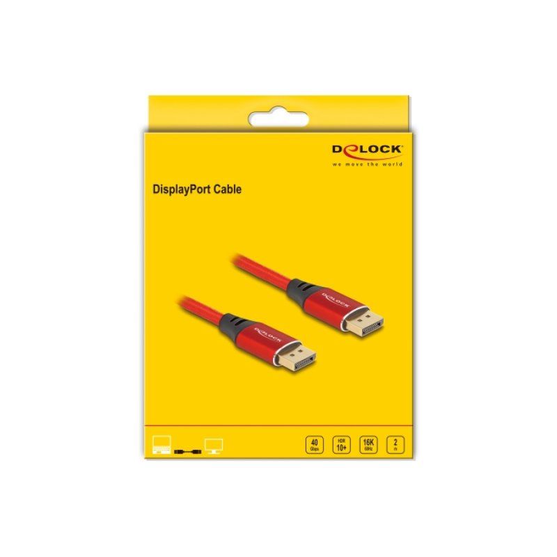 DeLOCK DisplayPort Cable 16K 60 Hz 2 m red metal
