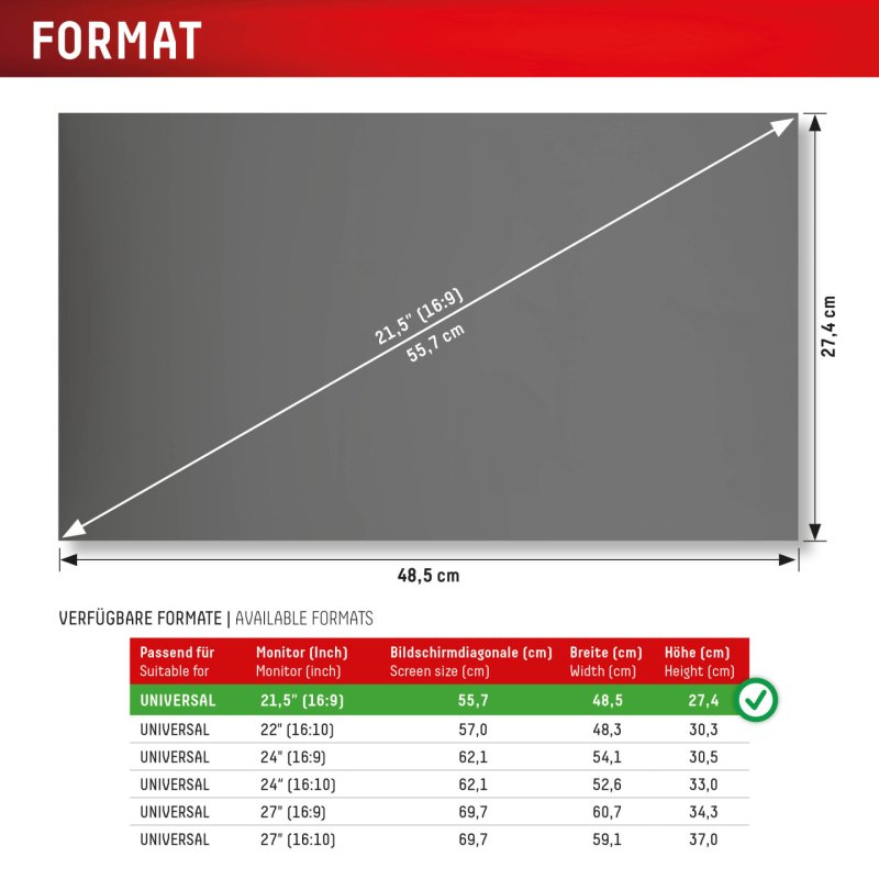 Displex 02084 filtre anti-reflets pour écran et filtre de confidentialité 54,6 cm (21.5") Moniteur Filtre de