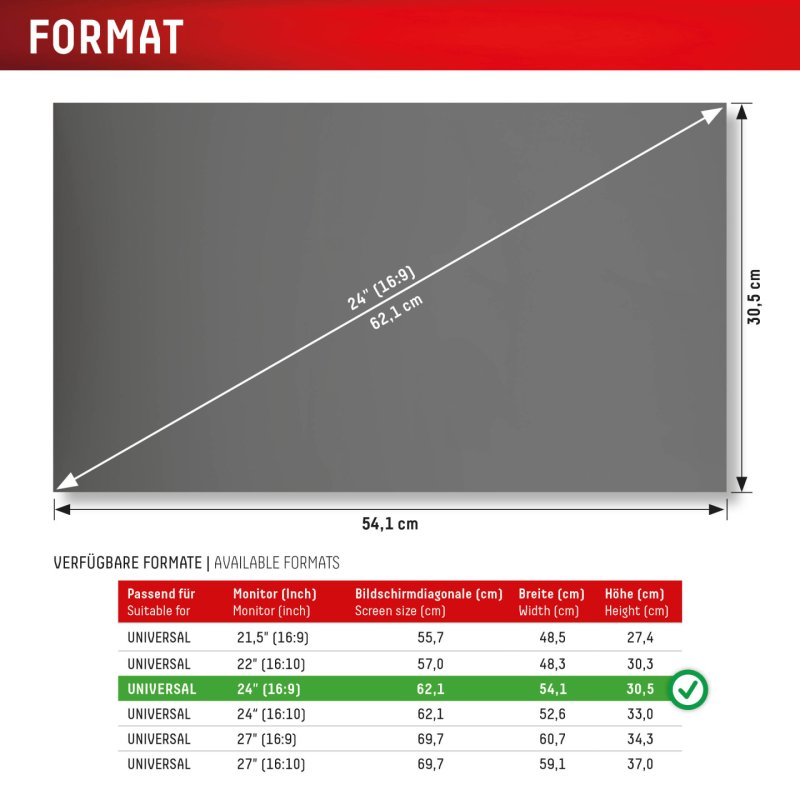 Displex PRIVACY SAFE removable 2-way privacy filter for Desktop Monitor 24'' (16:9)