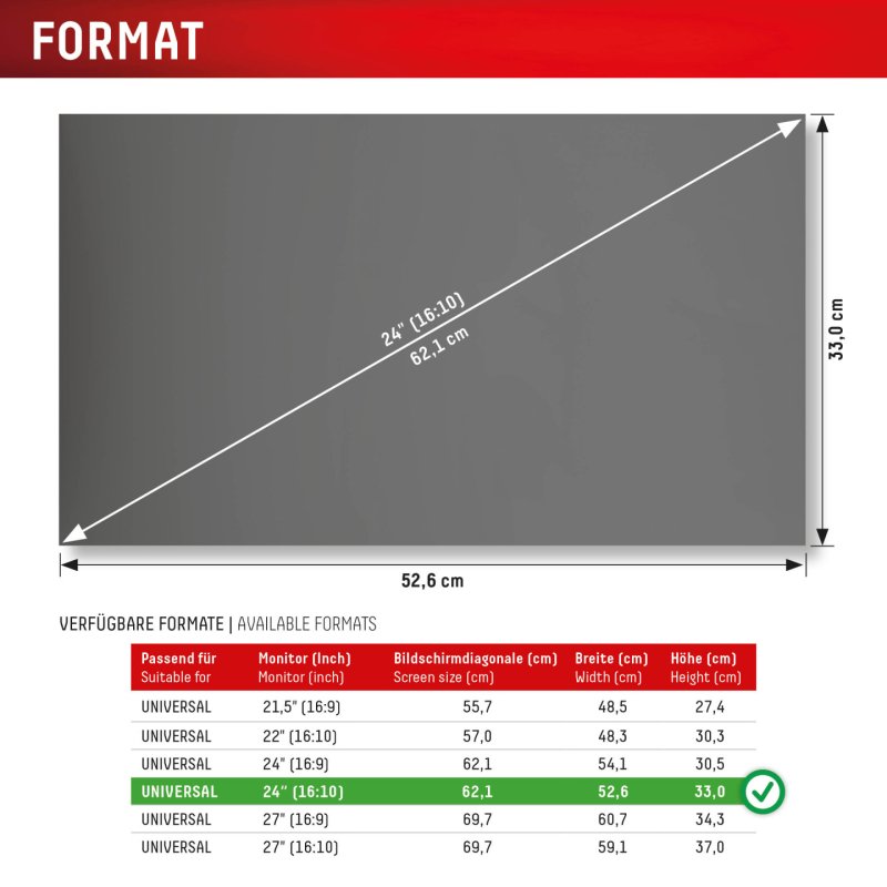 Displex PRIVACY SAFE removable 2-way privacy filter for Desktop Monitor 24'' (16:10)