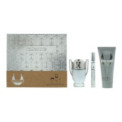 Paco Rabanne Invictus 3 Piece Gift Set Eau De Toilette 50ml And Shower Gel 100ml For Men