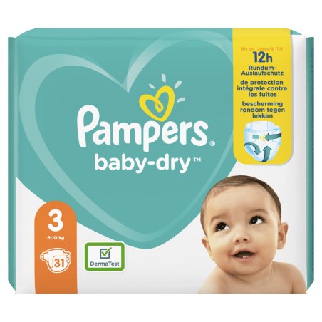 Pampers Baby-Dry Size 3 Diapers 31, Up To 12 Hours Of Protection, 6-10kg Size 3