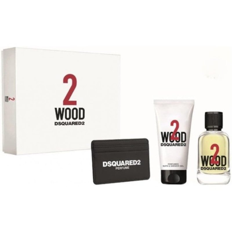Dsquared2 2 Wood 3.4oz Eau De Toilette Spray 3.4oz Shower Gel Card Holder