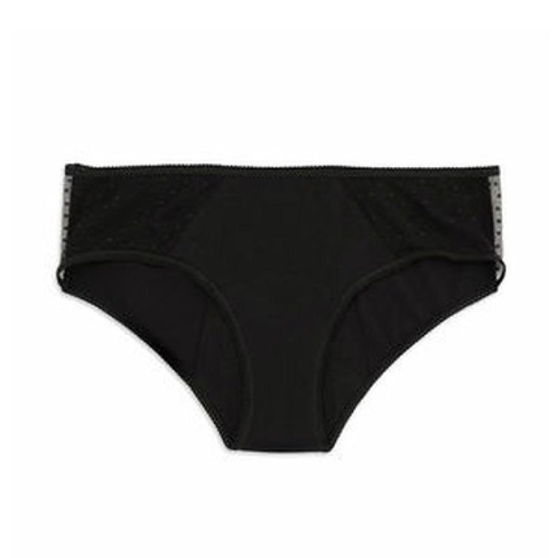 Kiwitas Classic Plumeti Menstrual Panties - Black, Size Small