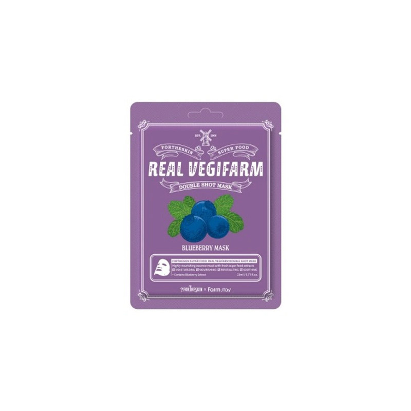 Fortheskin Super Food Real Vegifarm Double Shot Mask Blueberry