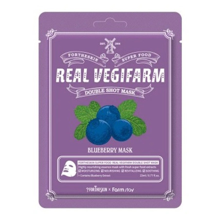 Fortheskin Super Food Real Vegifarm Double Shot Mask Blueberry