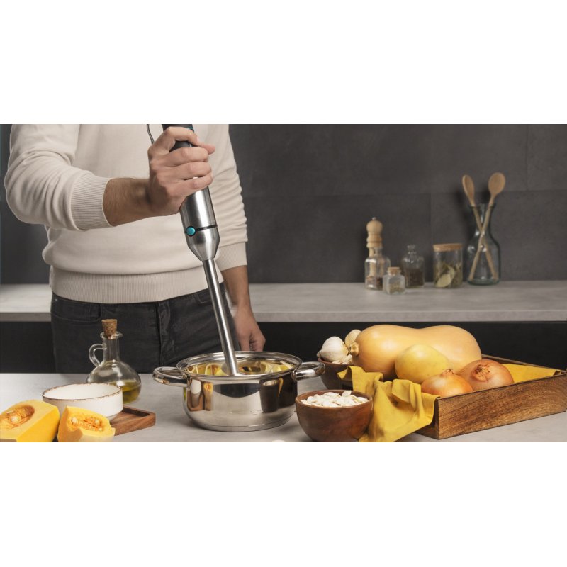 Stabmixer Power TitanBlack 1500 XL, mit Zubehörset (edelstahl/schwarz, 1.500 Watt, mit Zerkleinerer, Spiralschneider,