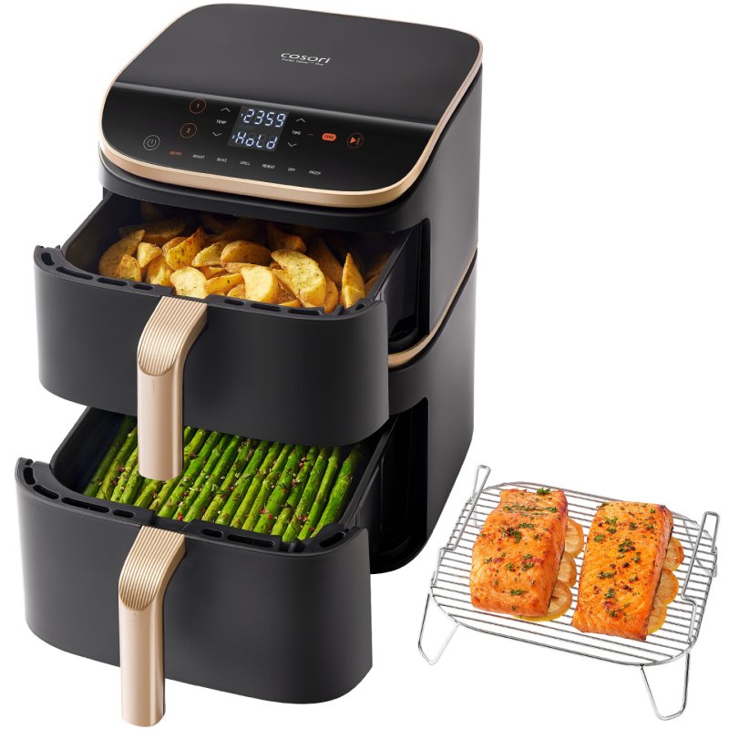 Cosori Turbo Tower Pro Smart Single 10.8 L Stand-alone 2630 W Hot air fryer Black Gold