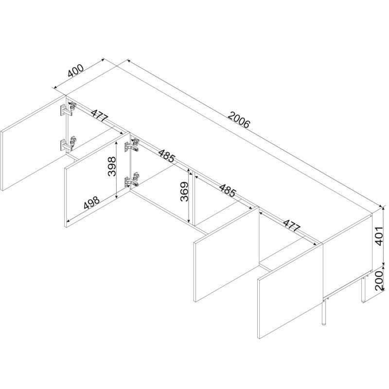 Cama RTV cabinet SIENA 200x40x60 mat black