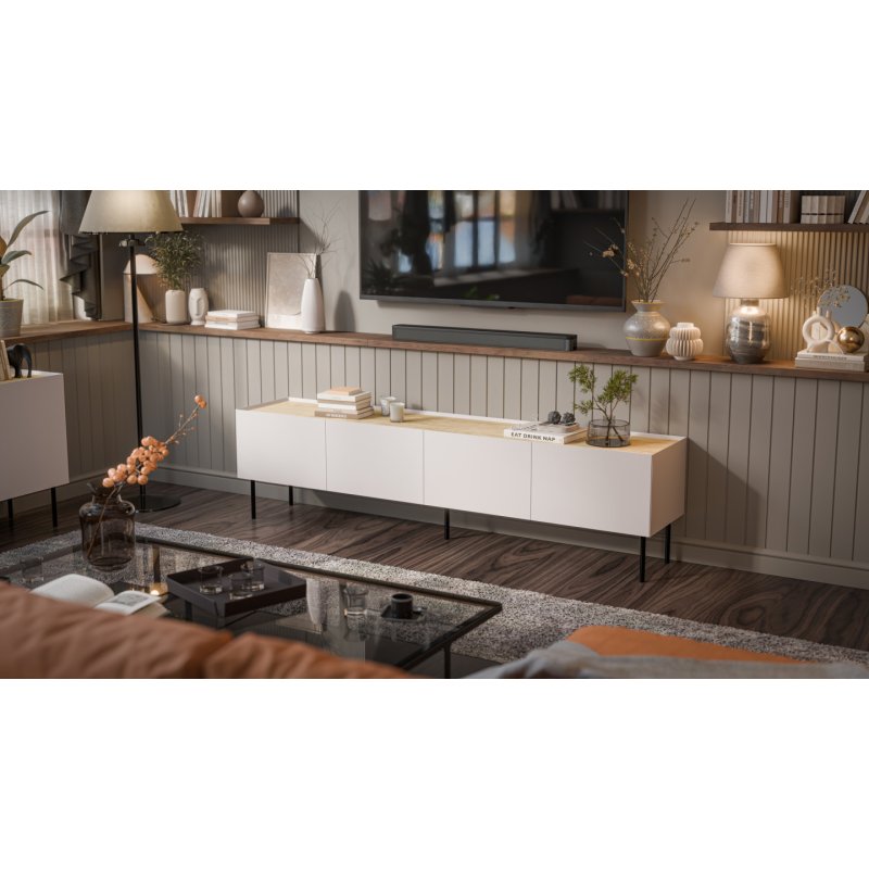 Cama FELLINI TV cabinet 200x40x52 cashmere oiled oak top