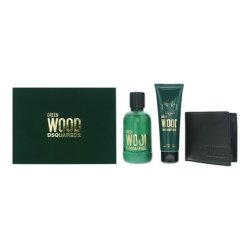 Dsquared2 Green Wood Gift Set Eau De Toilette 100ml Shower Gel 100ml Wallet For Men