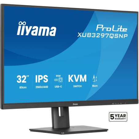iiyama ProLite XUB3297QSNP-B1 écran plat de PC 81,3 cm (32") 2560 x 1440 pixels Quad HD LED Noir