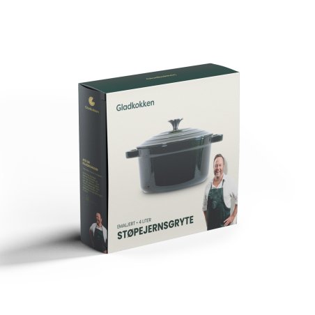 Gladkokken - Cast iron casserole with lid - Deep bottle green - Ø24 cm