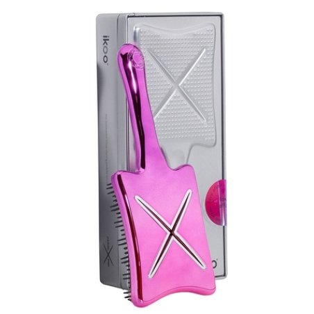 ikoo Paddle X Pops Hairbrush for Every Mane in Pink-Lila Metallic with Heat Protection for Blow Drying & Straightening