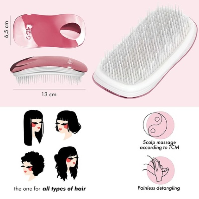 ikoo Brush Hairbrush Rose Metallic White Bristles - Innovative Detangler Brush for Effortless Tangle-Free Brushing -