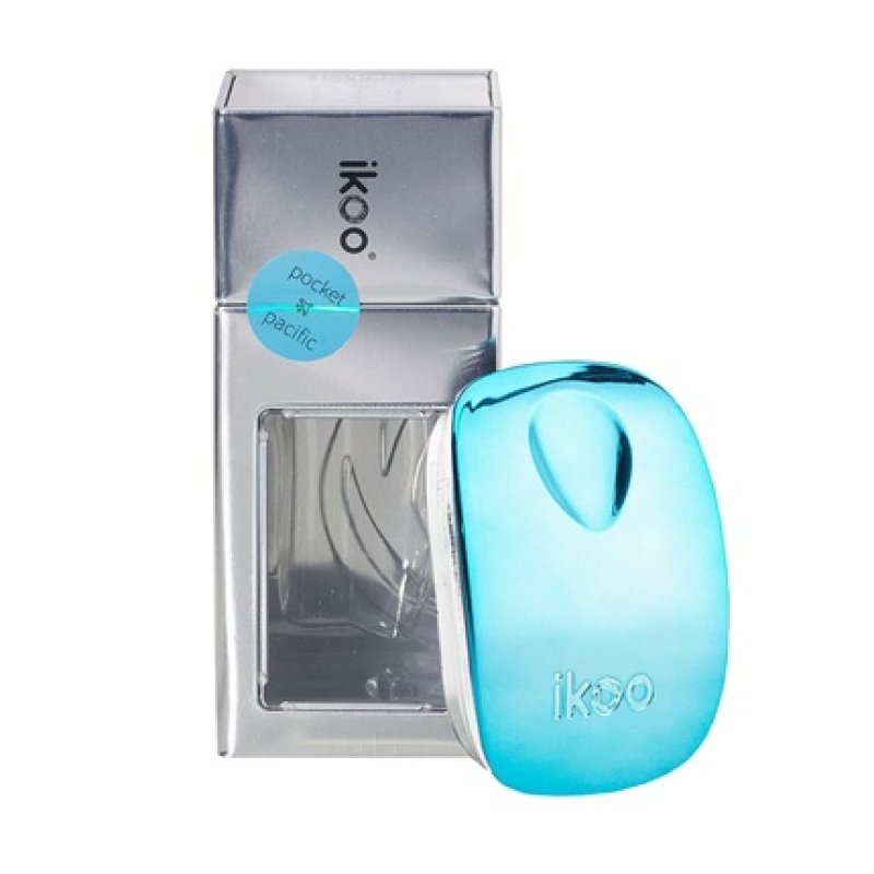 ikoo Pocket White Metallic Detangler Brush for Long Hair with Soft Bristles and Massage Wet Brush