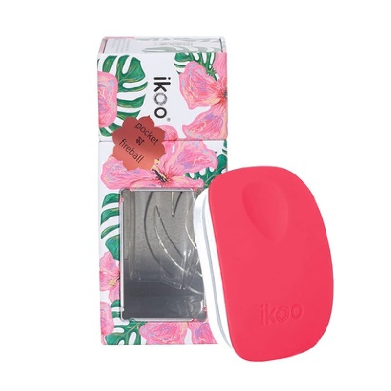 ikoo Brush Pocket Hairbrush Red Matte with White Bristles - Detangler Brush for Effortless Comb of Wet and Dry Hair -