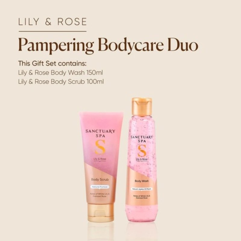 Sanctuary Spa Lily & Rose Bodycare Duo Luxury Body Wash & Scrub Gift Set