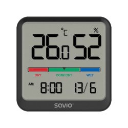 SAVIO Wireless weather station temperature and humidity sensor indoor use LCD screen clock date handle with