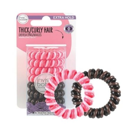 Extra Hold Hair Bands Pink and Brown 8pcs Invisibobble