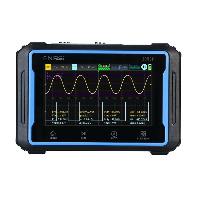 Portable 3-in-1 FNIRSI 2C53P 4.3" touchscreen oscilloscope