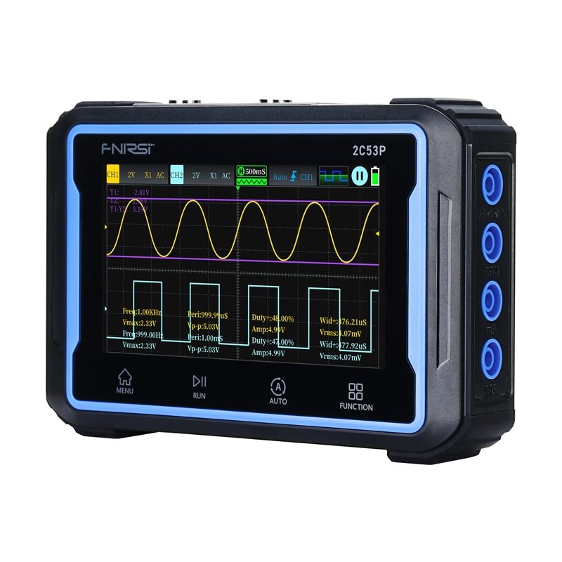 Portable 3-in-1 FNIRSI 2C53P 4.3" touchscreen oscilloscope